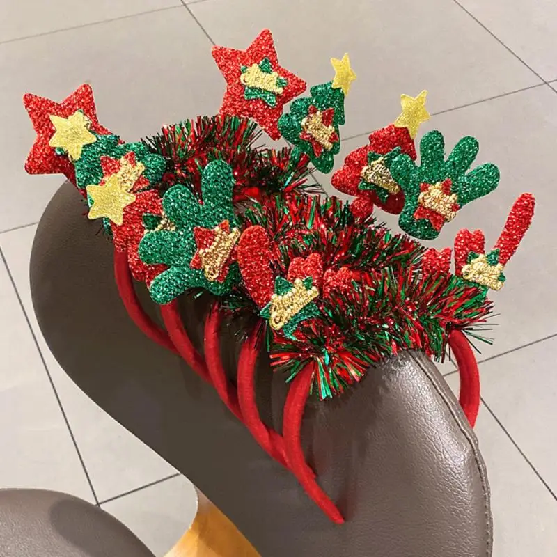 1/3/5PCS Christmas Christmas Headband Elastic Headband Headwear Cloth Hairpin Exquisite Workmanship Christmas Hair Band Plastic